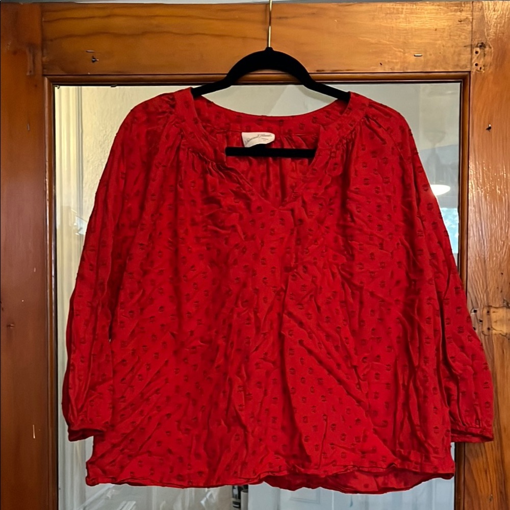 Universal Thread Red Relaxed Bib Collar Blouse